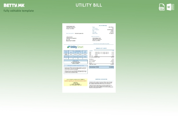 Модерен стил USA Arizona Utility Паметен шаблон за сметки за комунални услуги